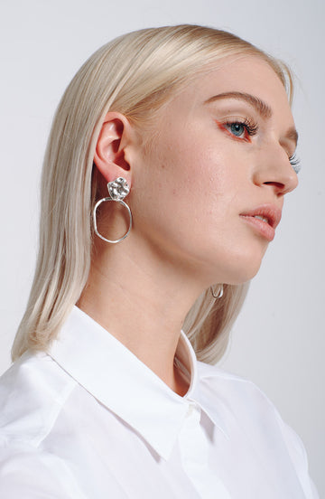 Bubble gum drop earrings silver